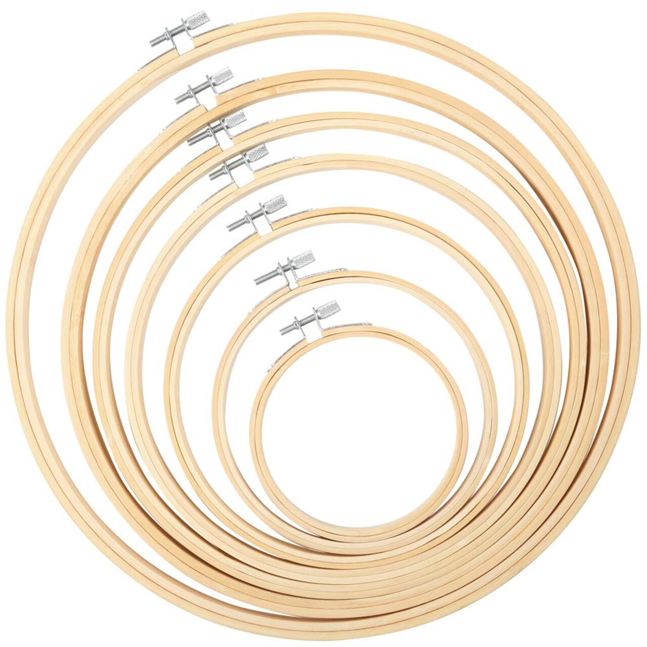 7 Pieces 7 Sizes Embroidery Hoops 4 inch to 12 inch Bamboo Circle Cross Stitch Hoop Rings for Craft Sewing and Ornaments